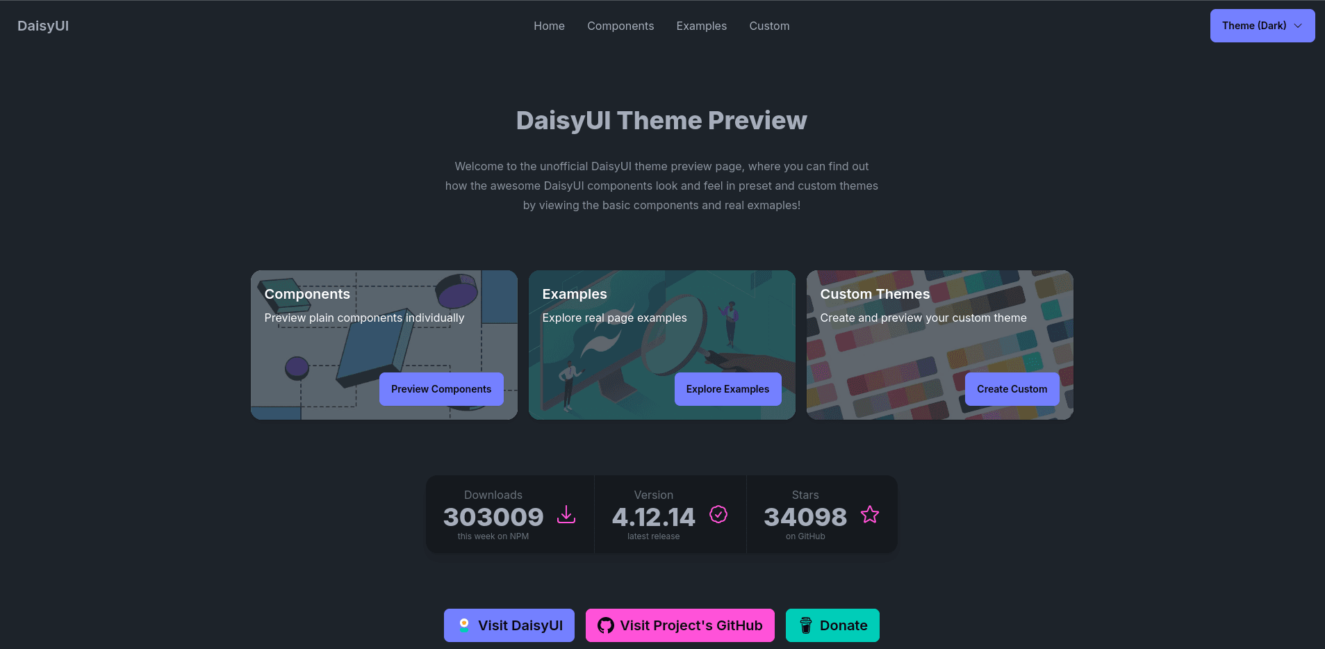 Project Card Image with title DaisyUI Theme Preview