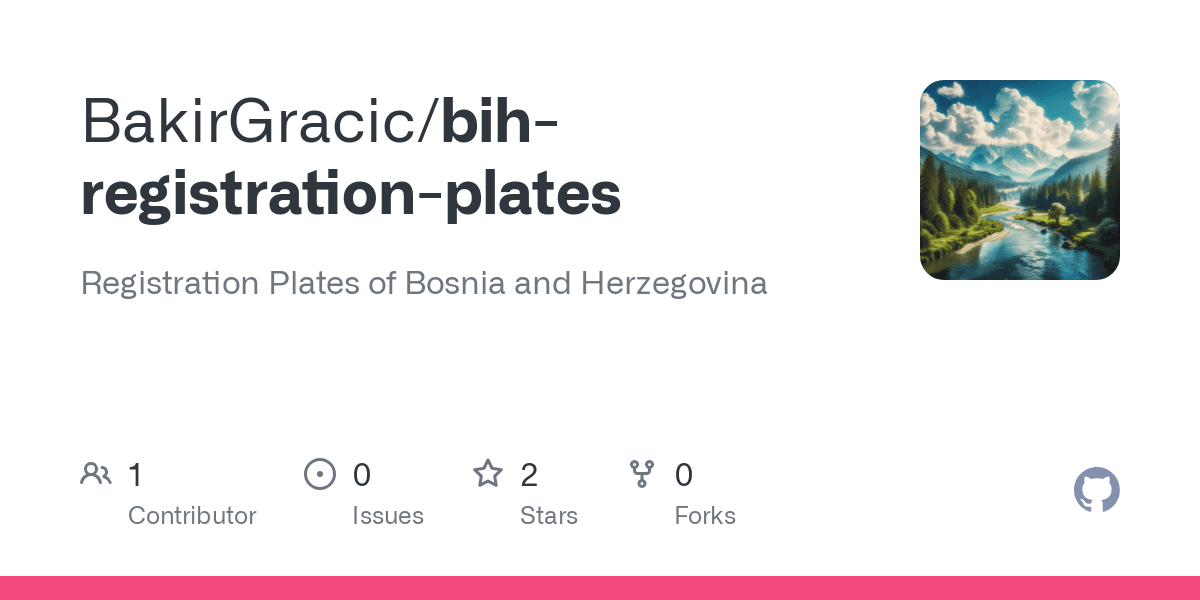 Project Card Image with title BiH Registration Plates