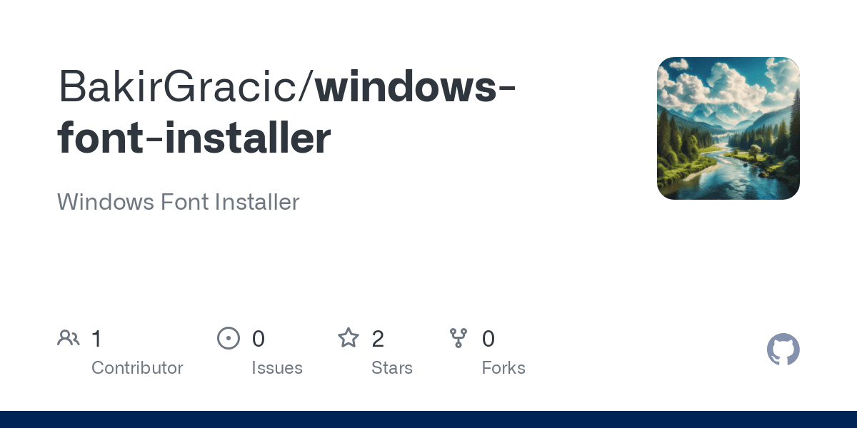 Project Card Image with title Windows Font Installer
